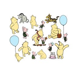 layered classic winnie the pooh svg, winnie the pooh svg, pooh svg, piglet svg, tigger svg, eeyore svg