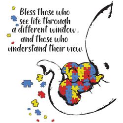 bless those who see life through a different window svg, autism svg, elephant mom svg, baby elephant svg, autism puzzle