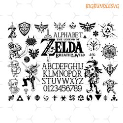 the legend of zelda alphabet svg, font svg, zelda svg, monster svg, cute cartoon svg, alphabet svg, number svg, children