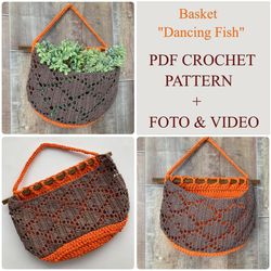Crochet Pattern of Hanging Basket in Pdf Format Crochet Plant Holder Crochet tutorial Planters for Succulents