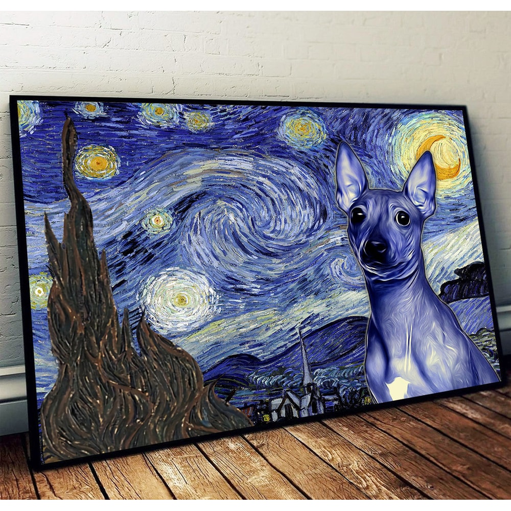 American Hairless Terrier Poster & Matte Canvas - Dog Wall Art Prints - Painting On Canvas.jpg