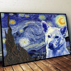 canaan dog poster & matte canvas, dog wall art prints, painting on canvas