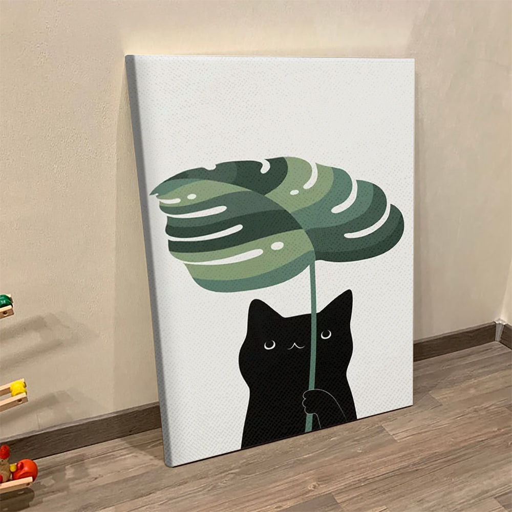 Cat Portrait Canvas - Cat Painting Posters - Cat And Plant - Cats Canvas Print - Cat Wall Art Canvas - Furlidays.jpg