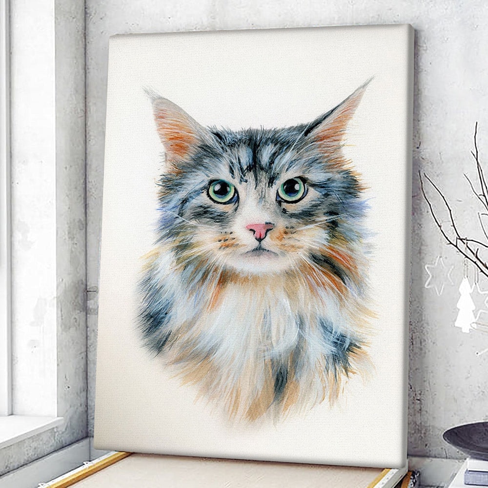 Cat Portrait Canvas - Watercolor Cat Painting - Cat Wall Art Canvas - Cats Canvas Print - Furlidays.jpg