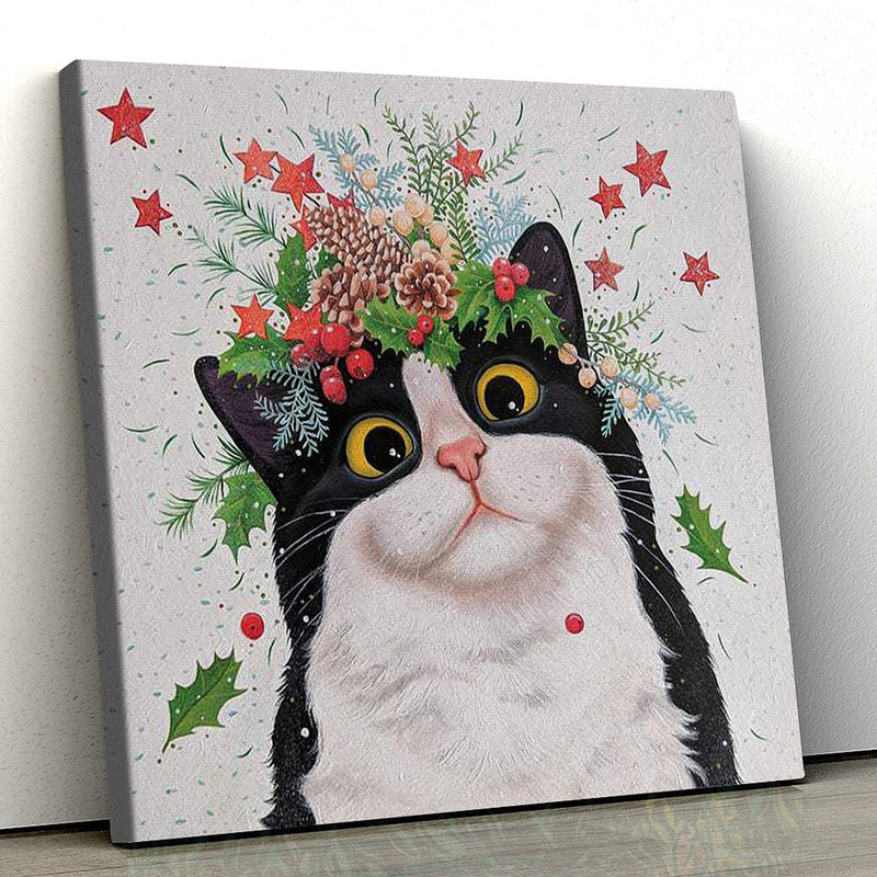 Cat Square Canvas - Winter Cat - Canvas Print - Canvas With Cats On It - Cat Painting Posters - Cat Canvas - Furlidays.jpg