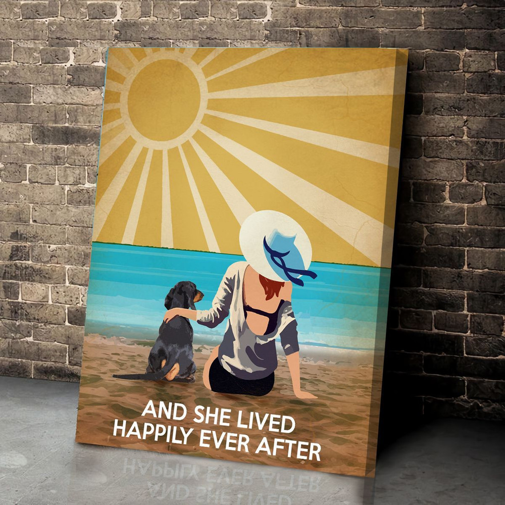 Dachshund And She Lived Happily Ever After Matte Canvas- Dog Canvas Wall Art - Gift For Dog Lovers.jpg