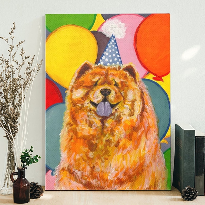 Dog Portrait Canvas - Chow Chow With Balloons - Canvas Print - Canvas With Dogs On It - Dog Canvas Art - Furlidays.jpg