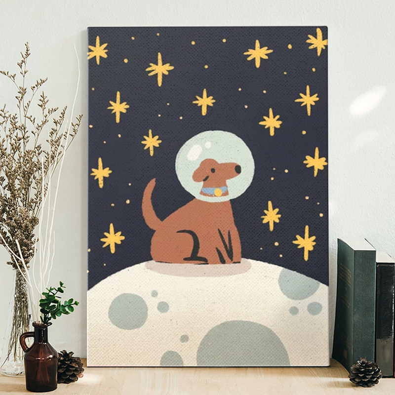 Dog Portrait Canvas - Dog On The Moon - Dog Canvas Print - Canvas With Dogs On It - Dog Wall Art Canvas - Furlidays.jpg
