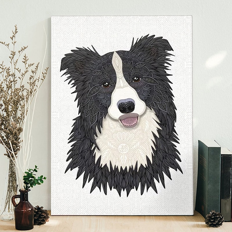 Dog Portrait Canvas - Happy Border Collie - Dog Wall Art Canvas - Dog Canvas Print - Dog Painting Posters - Furlidays.jpg