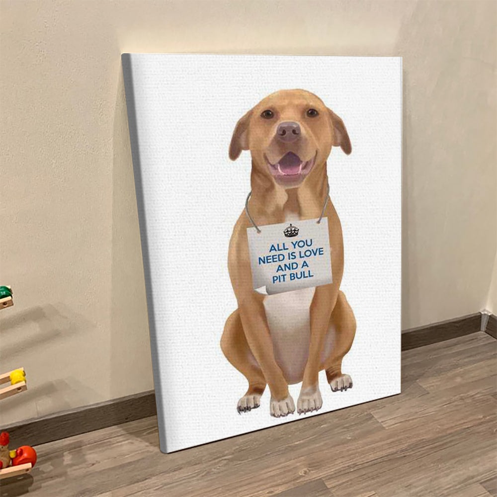Dog Portrait Canvas - Pit Bull - Canvas Print - Dog Painting Posters - Dog Wall Art Canvas - Dog Canvas Art - Dog Poster Printing - Furlidays.jpg