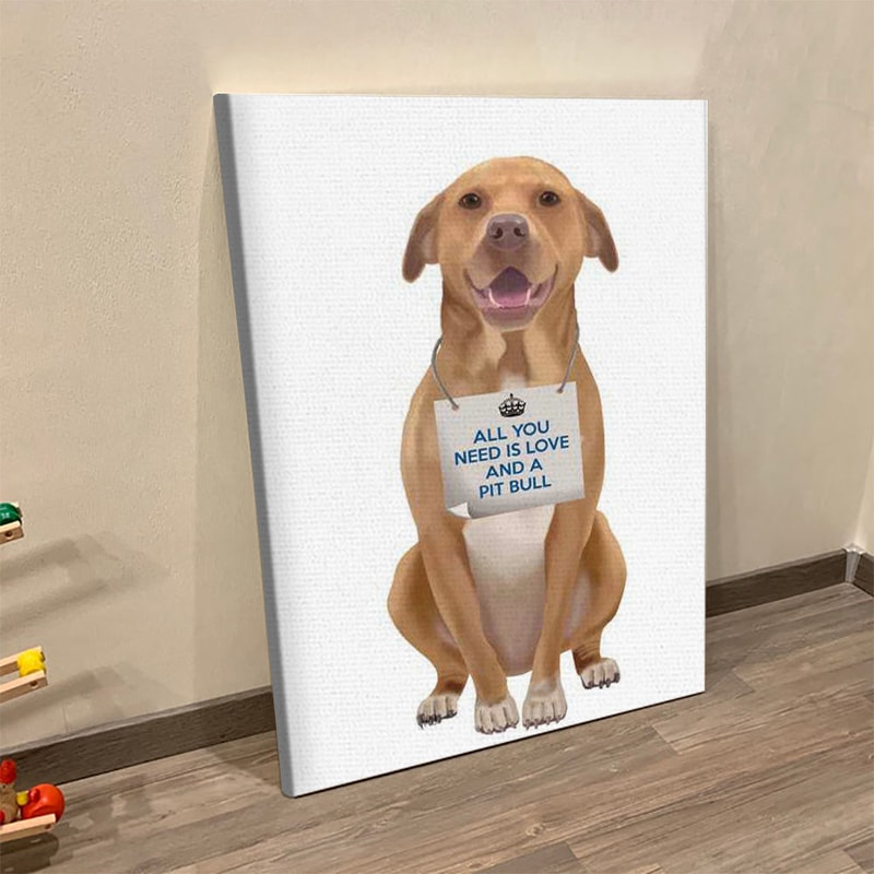 Dog Portrait Canvas - Pit Bull - Canvas Print - Dog Painting Posters - Dog Wall Art Canvas - Dog Canvas Art - Dog Poster Printing - Furlidays.jpg