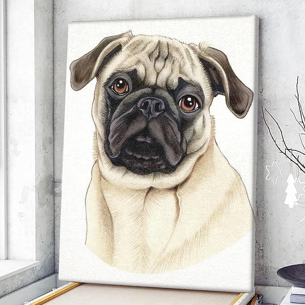 Dog Portrait Canvas - Pug Fawn Canvas Print - Dog Wall Art Canvas - Dog Canvas Art - Dog Poster Printing - Furlidays.jpg