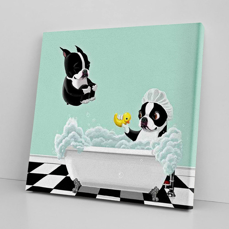Dog Square Canvas - Bath Time - Canvas Print - Dog Wall Art Canvas - Dog Canvas Print -Canvas With Dogs On It - Furlidays.jpg