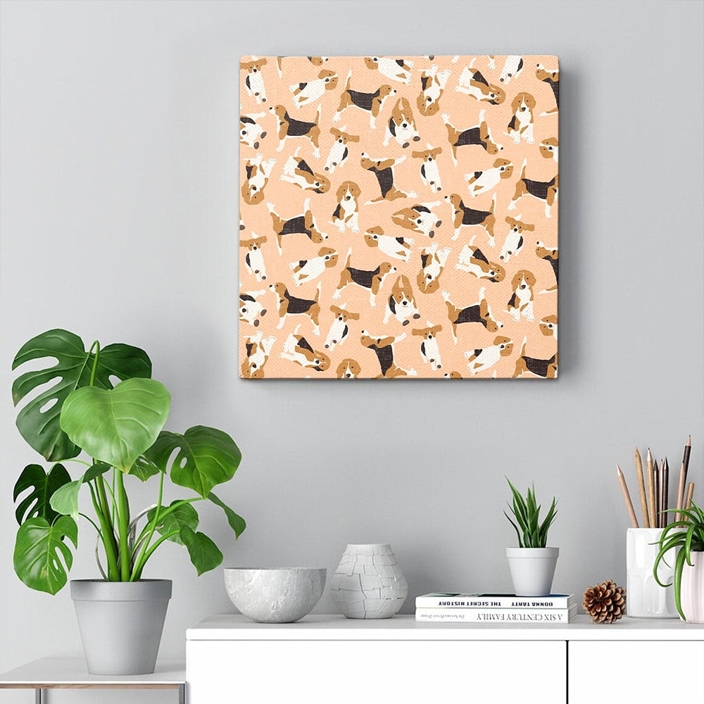 Dog Square Canvas - Beagle Scatter Peach - Canvas Print - Dog Canvas Print - Dog Canvas Art - Furlidays.jpg