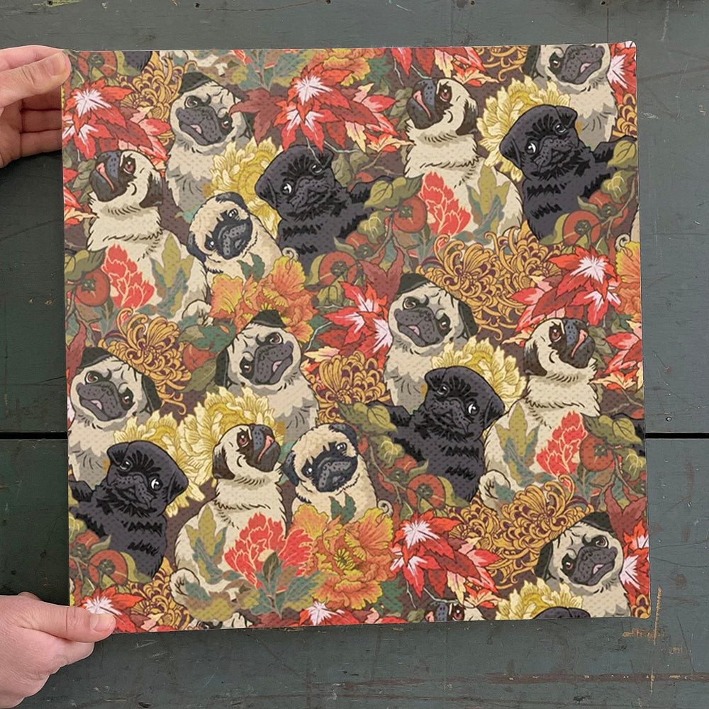 Dog Square Canvas - Because Pugs Autumn - Canvas Print - Dog Canvas Art - Canvas With Dogs On It - Dog Painting Posters - Furlidays.jpg