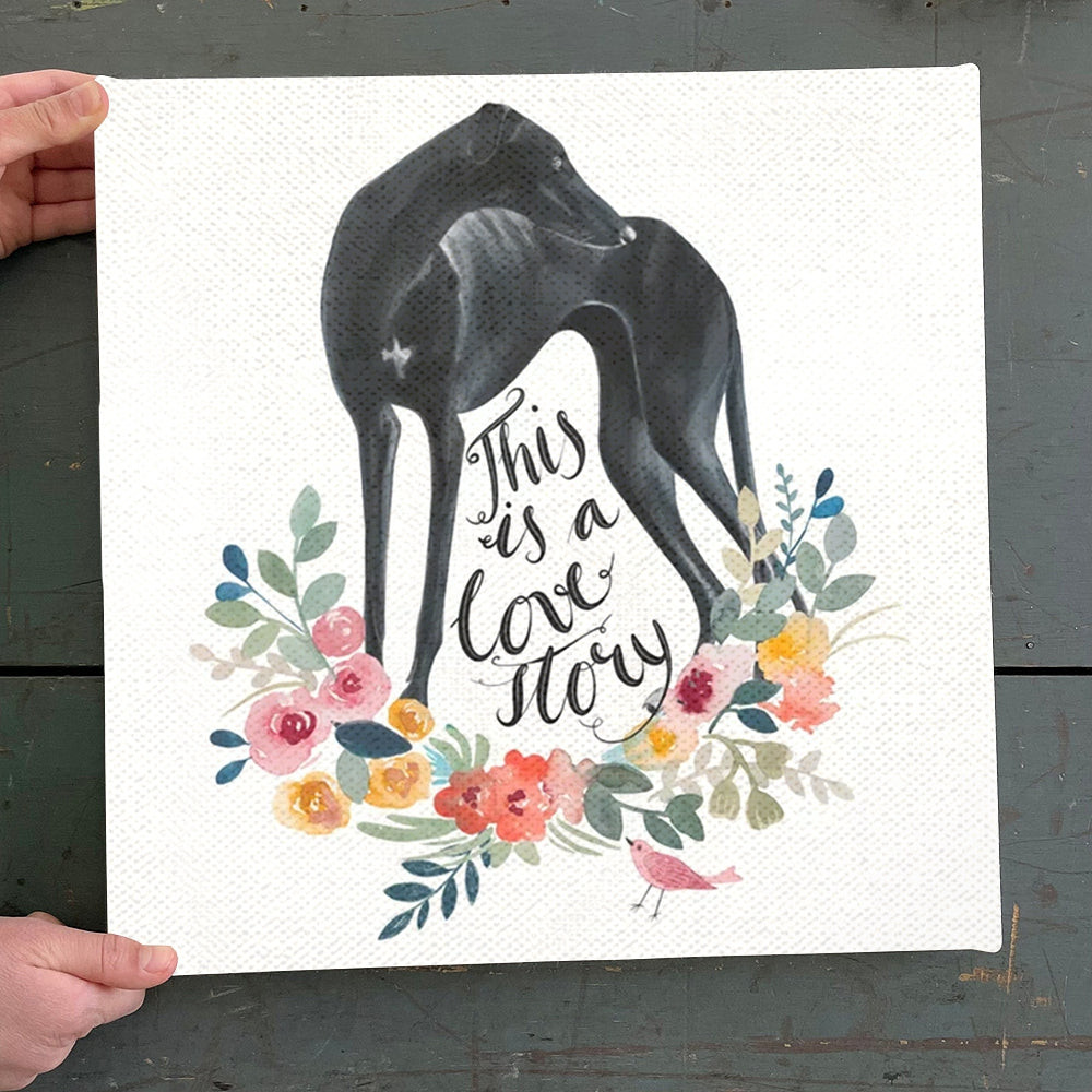 Dog Square Canvas - Black Sighthound - Canvas Print - Dog Wall Art Canvas - Canvas With Dogs On It - Dog Painting Posters - Furlidays.jpg