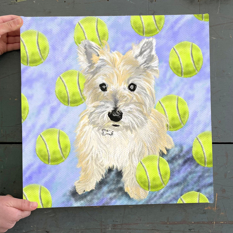 Dog Square Canvas - Cairn Terrier Fetch - Canvas Print - Canvas With Dogs On It - Dog Canvas Art - Furlidays.jpg