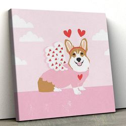 dog square canvas, corgi love bug, canvas print, dog wall art canvas, dog poster printing