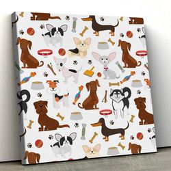 dog square canvas, cute mixed puppy dogs, dog canvas pictures, dog painting posters -dog wall art canvas