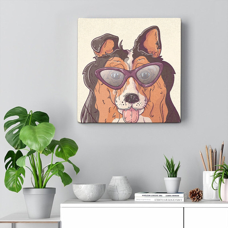 Dog Square Canvas - Dog In Glasses - Dog Canvas Pictures - Dog Poster Printing - Canvas With Dogs On It - Furlidays.jpg