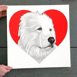 dog square canvas, dog wall art canvas, great pyrenees canvas print, dog canvas print