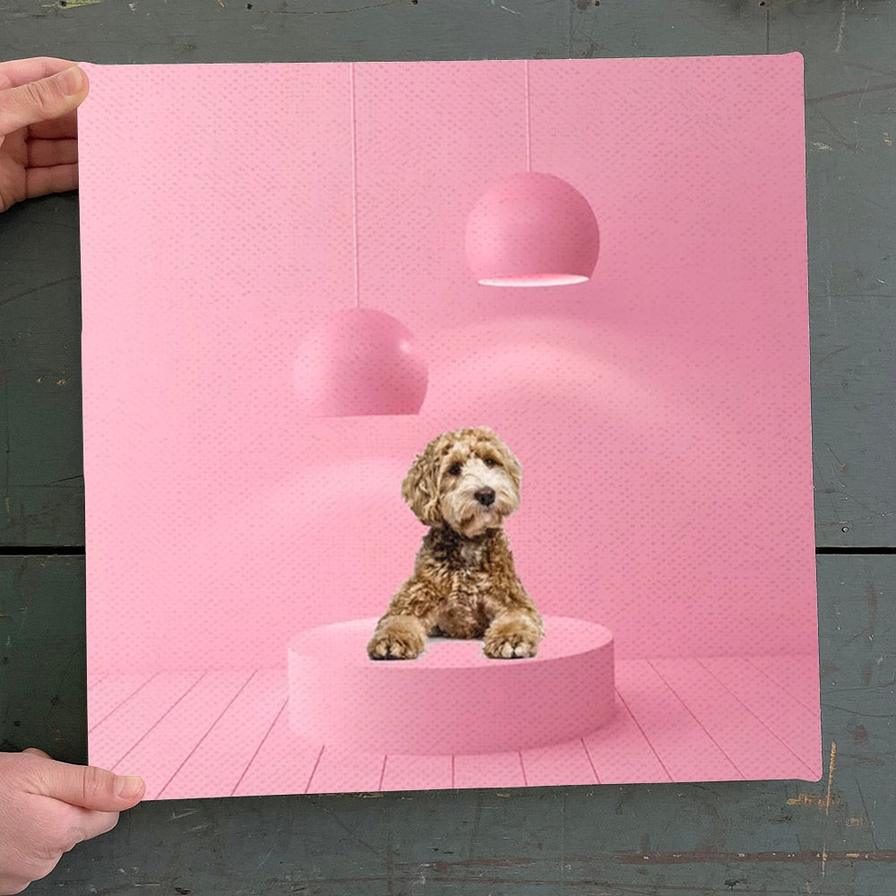 Dog Square Canvas - Dog Wall Art Canvas - Labradoodle Pastel Color - Canvas Print - Canvas With Dogs On It - Furlidays.jpg