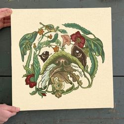 dog square canvas, english bulldog, canvas print, dog painting posters, dog wall art canvas