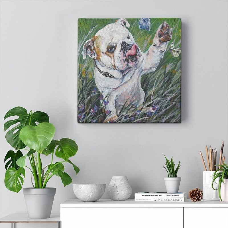 Dog Square Canvas - English Bulldog - Dog Canvas Print - Dog Wall Art Canvas - Dog Poster Printing - Furlidays.jpg