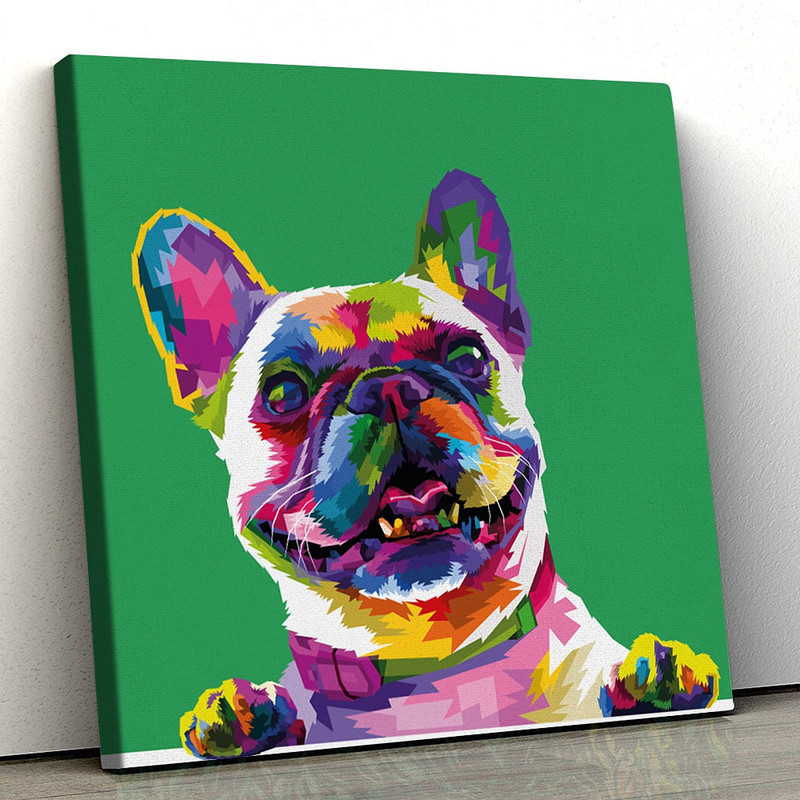 Dog Square Canvas - French Bulldog - Rainbow Dog - Canvas Pictures - Dog Painting Posters - Dog Wall Art Canvas - Furlidays.jpg