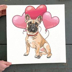 dog square canvas, french bulldog and balloons, canvas print, dog canvas print