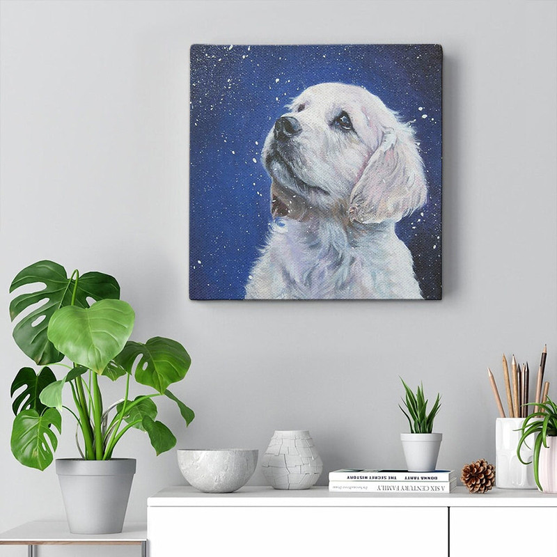 Dog Square Canvas - Golden Retriever Pup In Snow - Canvas Print - Dog Poster Printing - Dog Canvas Art - Dog Wall Art Canvas - Furlidays.jpg