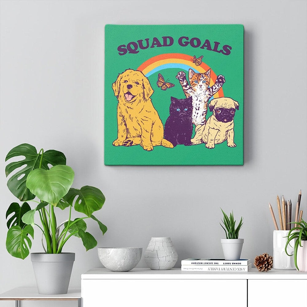 Dog Square Canvas - Squad Goals - Dog Canvas Print - Dog Canvas Art - Dog Painting Posters - Dog Wall Art Canvas - Furlidays.jpg