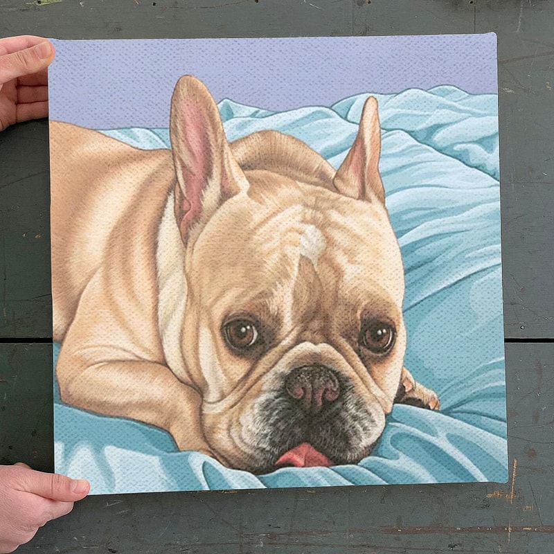 Dog Square Canvas - Sweet And Funny French Bulldog Painting -Frenchie Dog Portrait - Canvas Print - Dog Wall Art Canvas - Furlidays.jpg