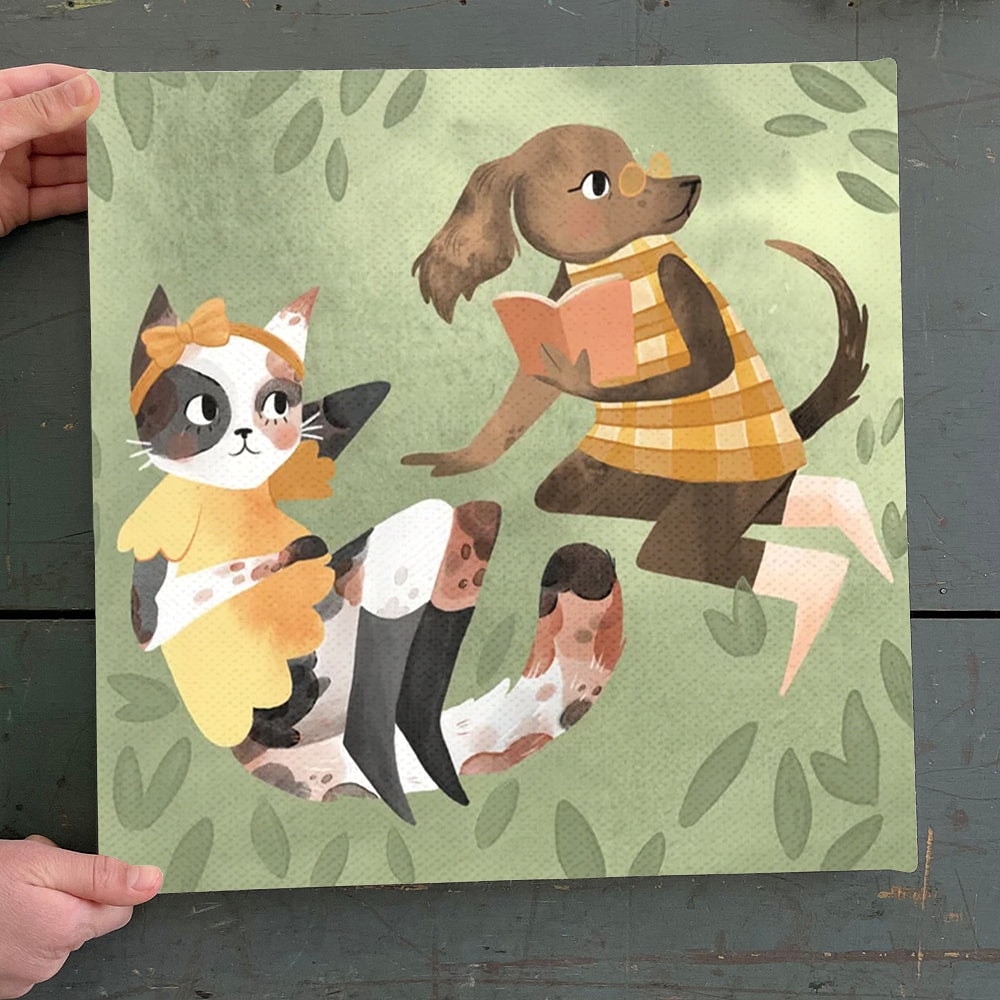 Dog Square Canvas - The Gingham Dog And Calico Cat - Canvas Print - Dog Canvas Print - Dog Wall Art Canvas - Furlidays.jpg