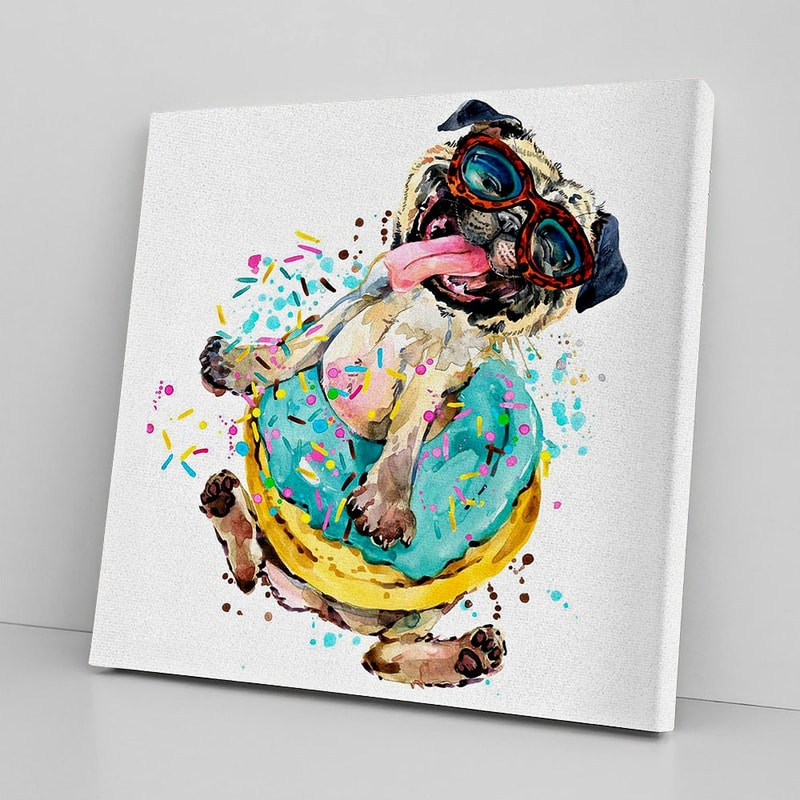 Dog Square Canvas - Watercolor Art Print - Pug Dog - Dog Wall Art Canvas - Dog Canvas Art - Furlidays.jpg