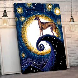 greyhound poster & canvas, dog canvas wall art, dog lovers gifts