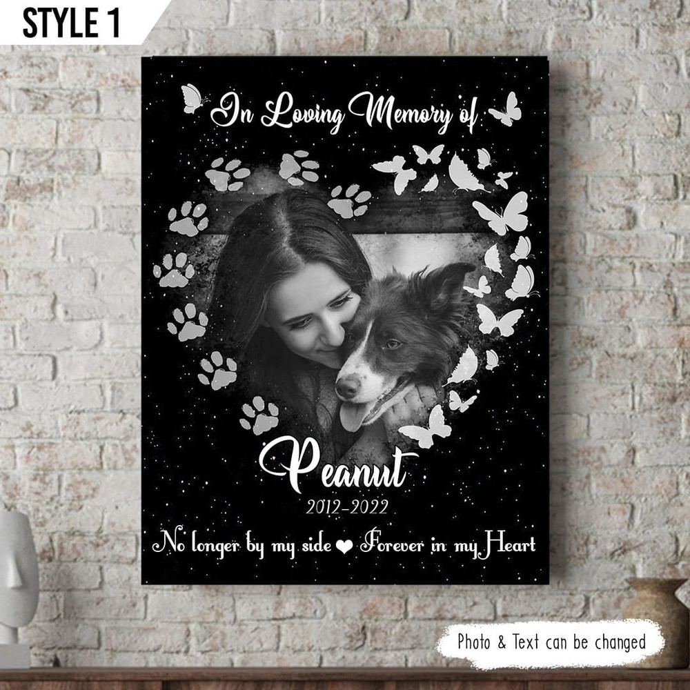 In Loving Memory Of Dog No Longer By My Side Forever In My Heart Personalized Vertical Canvas - Wall Art Canvas - Gift For Dog Lovers.jpg