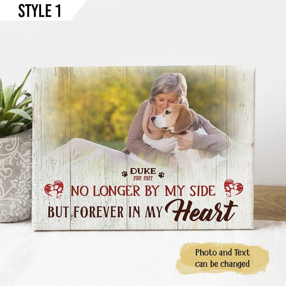 No Longer By My Side But Forever In My Heart Dog Horizontal Personalized Canvas Poster - Dog Memorial Gift.jpg