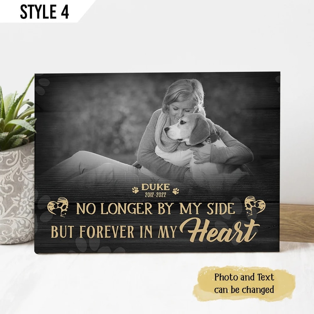 No Longer By My Side But Forever In My Heart Dog Matte Personalized Canvas Poster - Dog Memorial Gift.jpg