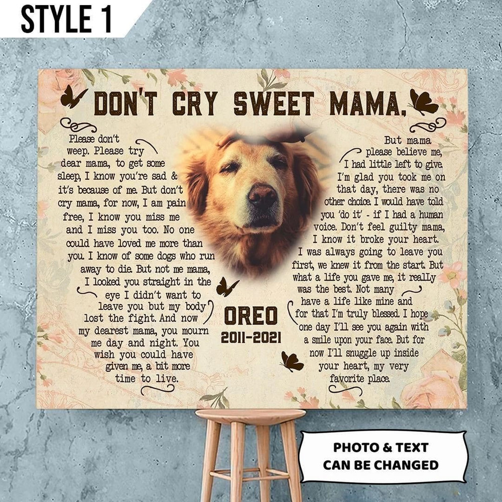 Personalized Poster & Canvas Don't Cry Sweet Mama Dog Poem Printable Canvas Poster - Wall Canvas Art - Dog Memorial Gift.jpg