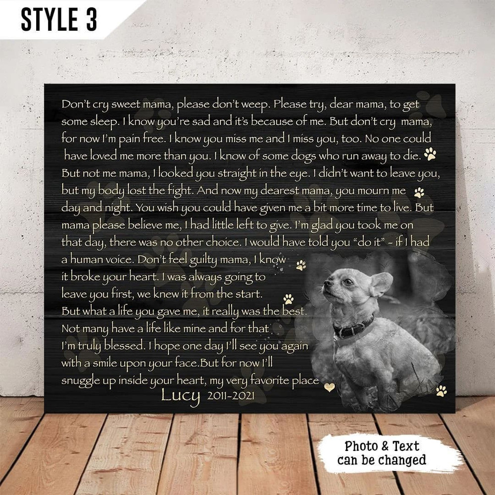 Personalized Poster & Canvas Don't Cry Sweet Mama Dog Poem Printable Horizontal Canvas - Dog Lovers Gifts for Him or Her.jpg