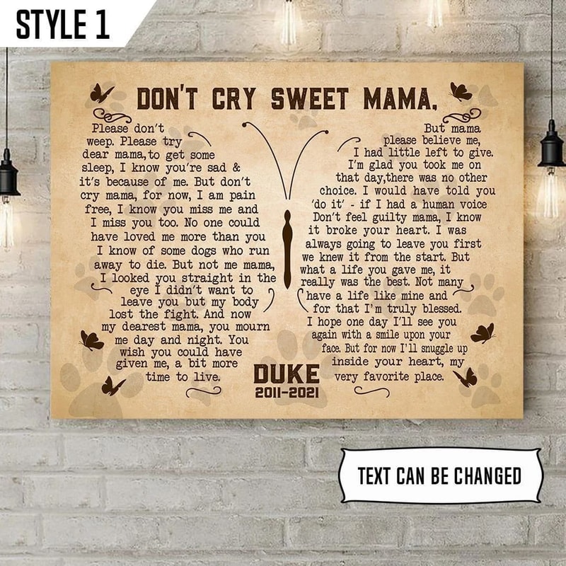 Personalized Poster & Canvas Don't Cry Sweet Mama Dog Poem Printable Horizontal Canvas Poster - Wall Canvas Art - Personalized Dog Memorial Gift.jpg