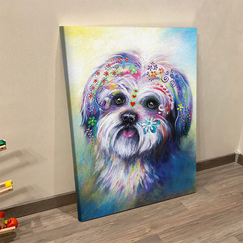 Portrait Canvas - Boho Shih Tzu - Canvas Print - Dog Wall Art Canvas - Dog Canvas Print - Furlidays.jpg