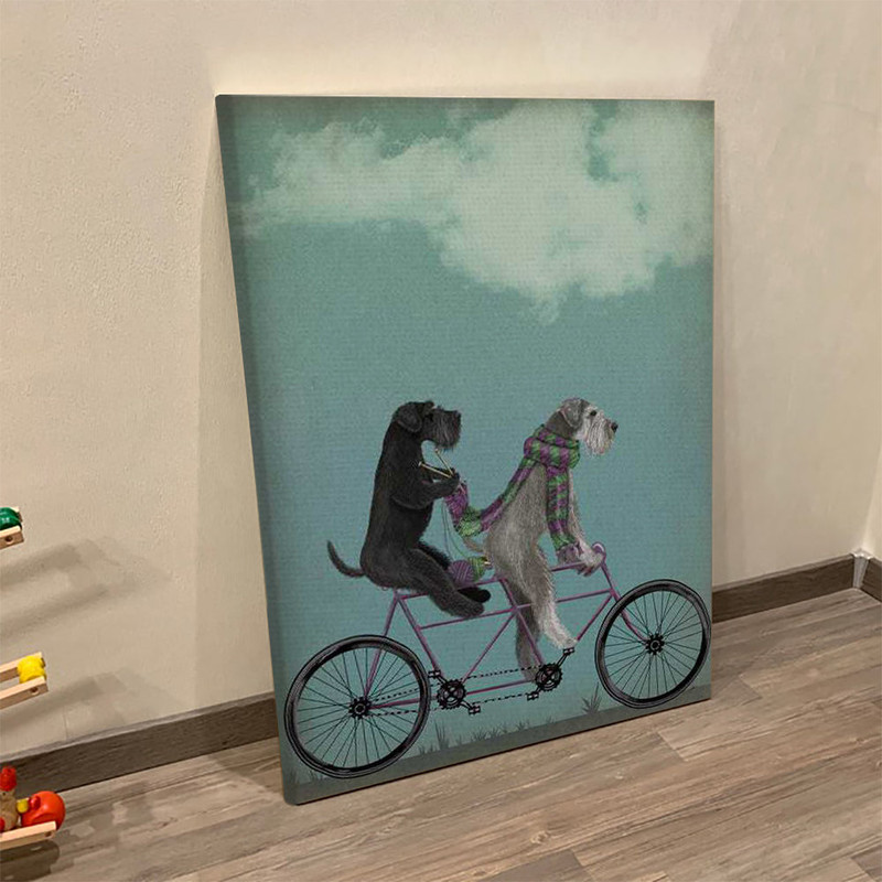 Portrait Canvas - Schnauzer On Bicycle - Canvas Print - Dog Canvas Print - Dog Wall Art Canvas - Furlidays.jpg