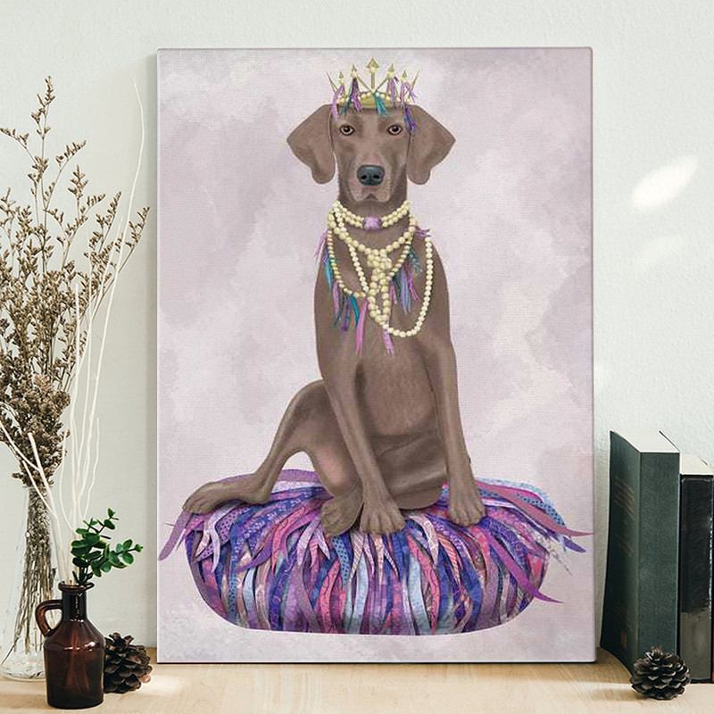 Portrait Canvas - Weimaraner On Purple Cushion - Canvas Print - Dog Canvas - Dog Wall Art Canvas - Canvas With Dog On It - Furlidays.jpg