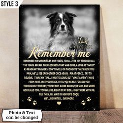 remember me with smiles not tears dog printable canvas poster personalized, dog lovers gifts 1