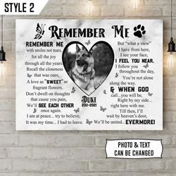 remember me with smiles not tears dog printable canvas poster personalized, gift for dog lovers