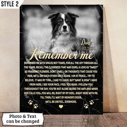 remember me with smiles not tears dog printable canvas poster, framed print personalized, gift for dog lovers