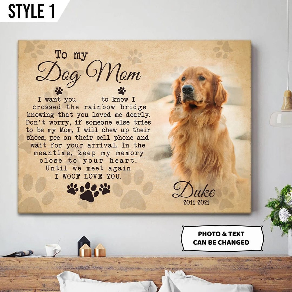 To My Dog Mom I Woof Love You Dog Horizontal Canvas - Personalized Wall Art Canvas - Gift For Dog Lovers.jpg