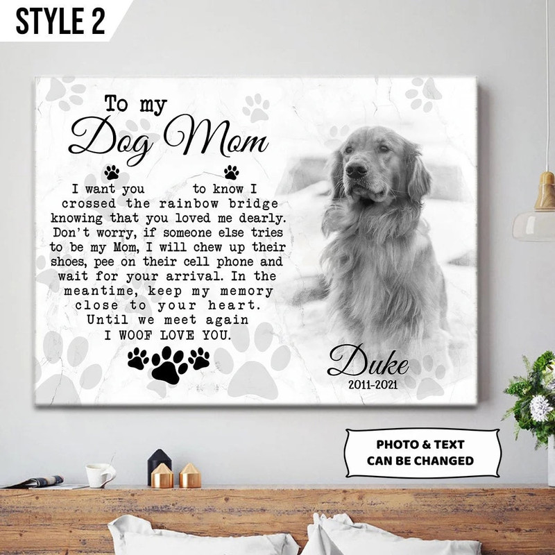 To My Dog Mom I Woof Love You Dog Horizontal Personalized Canvas - Wall Art Canvas - Dog Memorial Gift.jpg